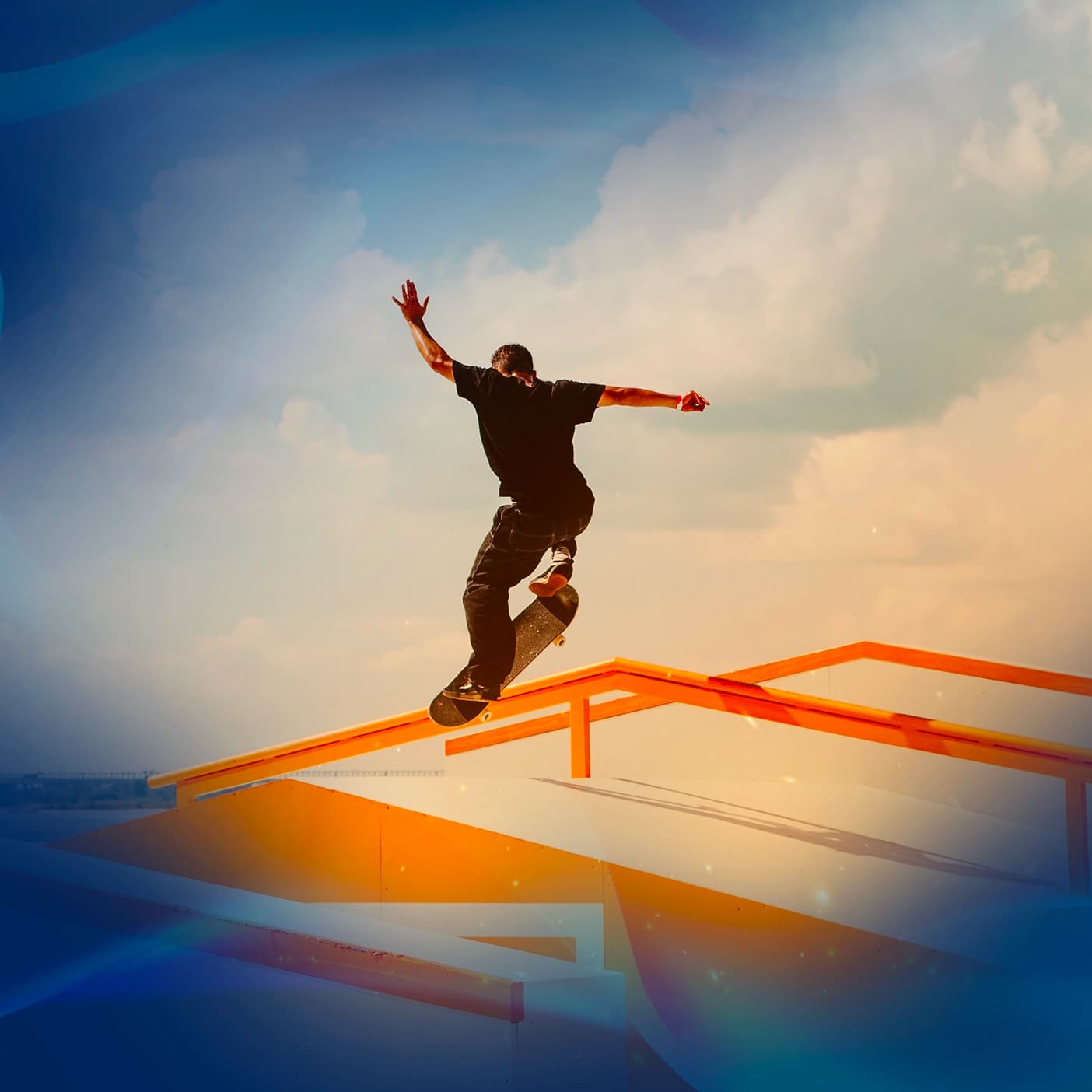 A skateboarder rides a rail Team Ignition