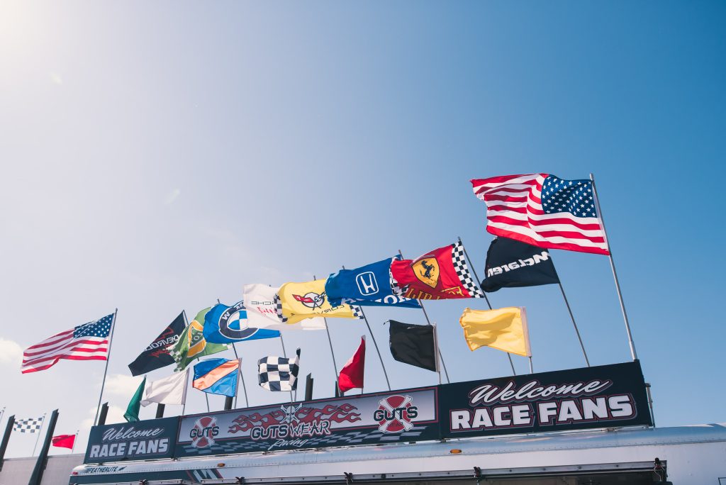 Flags at the Indy 500 competition.